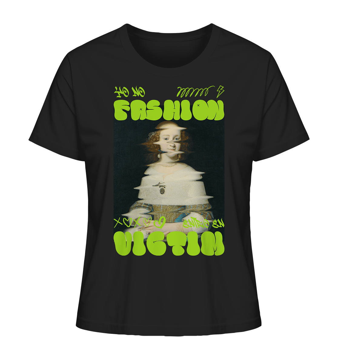 Damen T-Shirt Fashion Victim in schwarz