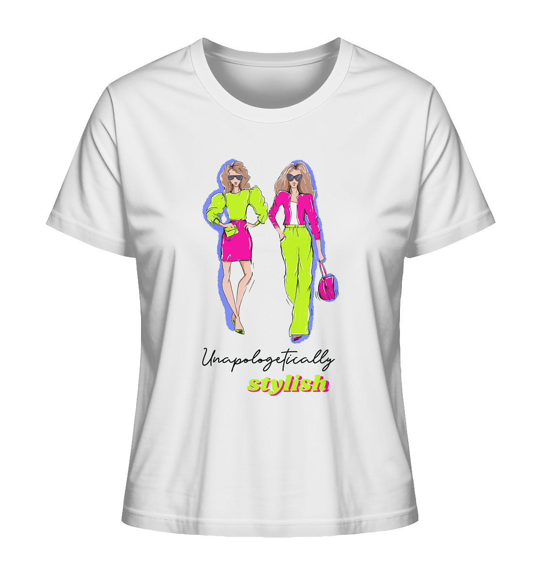 Lime Green Pink Muster Damen T-Shirt
