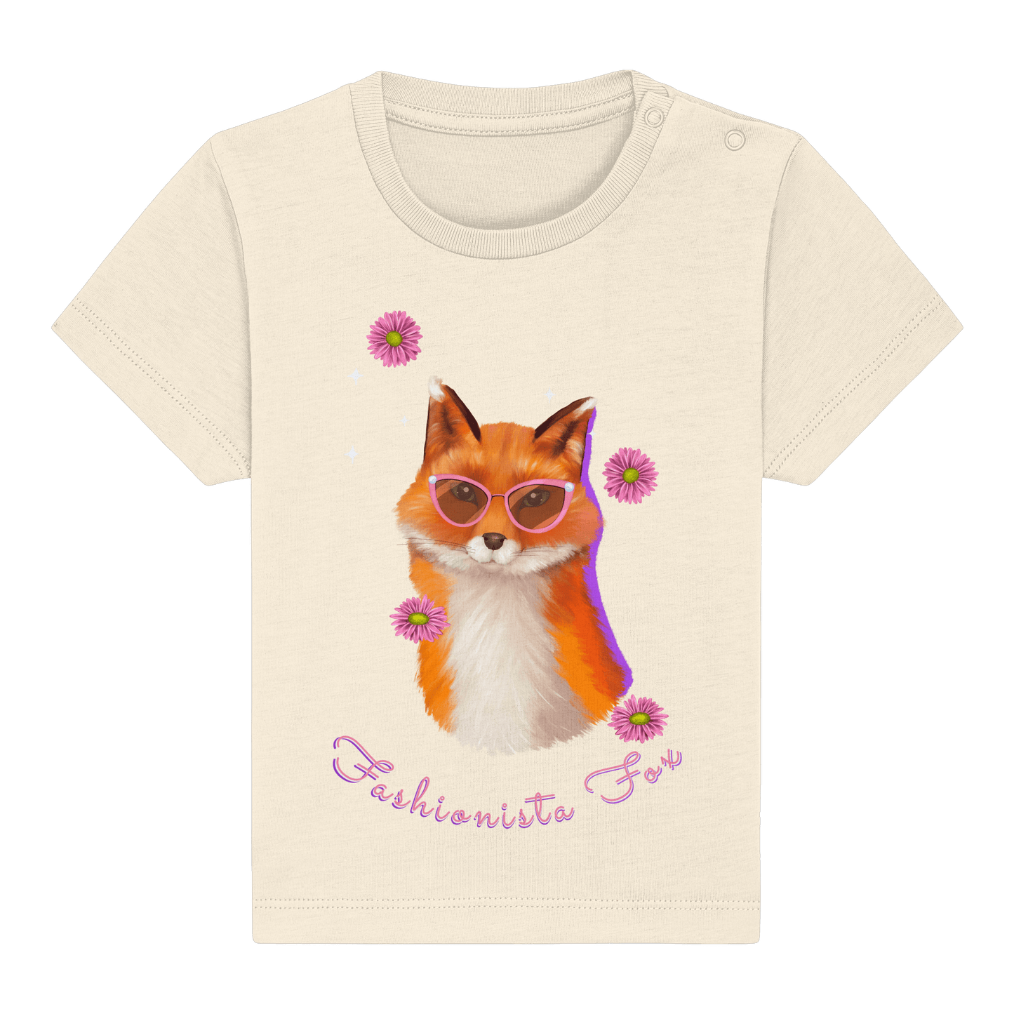Baby T-Shirt Fuchs mit Blumen