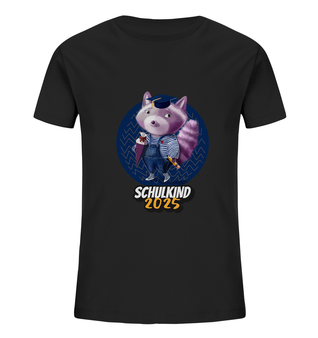 Einschulung T-Shirt Schulkind 2025 Waschbär mit Zuckertüte