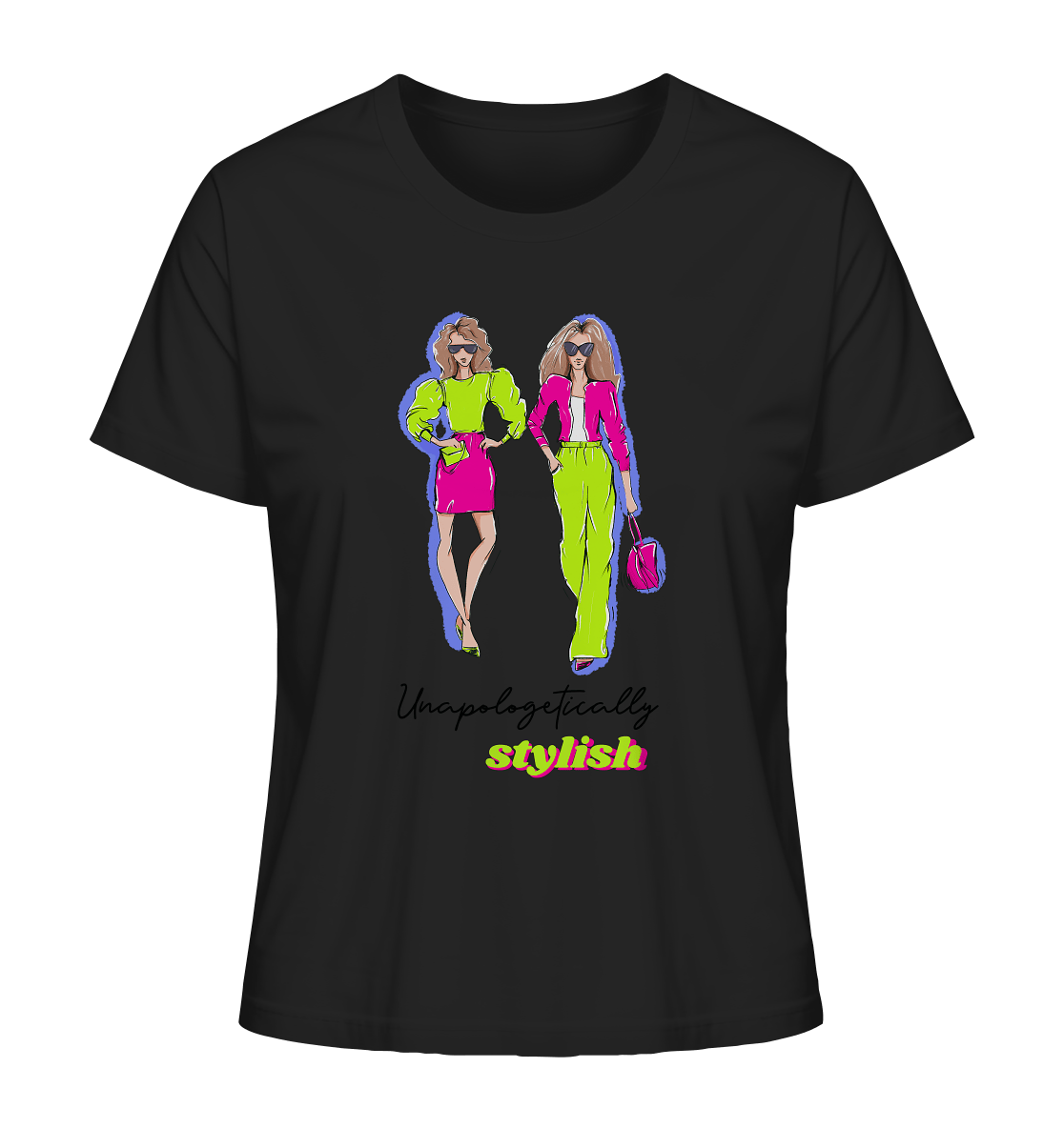 Lime Green Pink Muster Damen T-Shirt