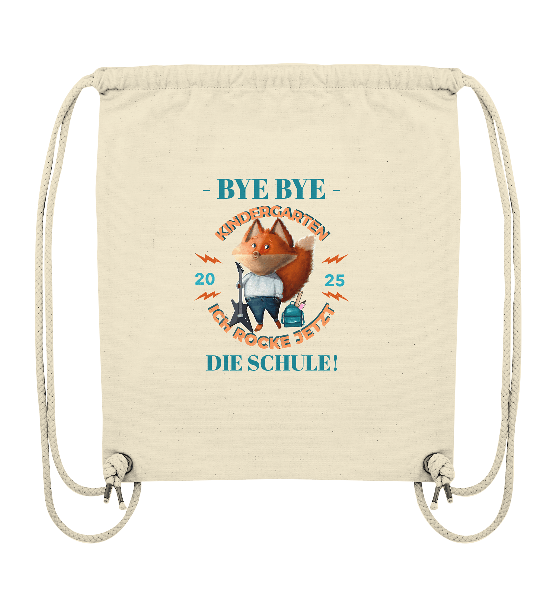 Bye Bye Kindergarten Einschulung 2025 Turnbeutel mit Fuchs