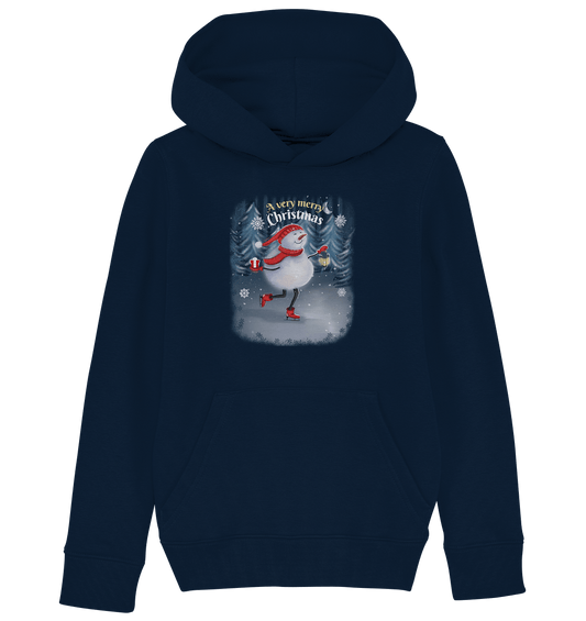Kinder Kapuzenpullover in navy blau mit handgezeichneten Schneemann Zeichnung