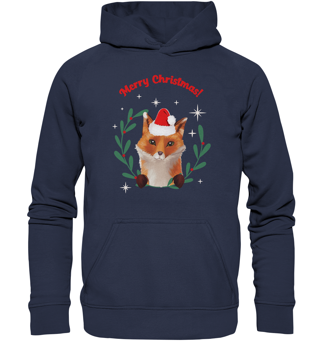 Weihnachtspullover Fuchs mit Weihnachtsmütze