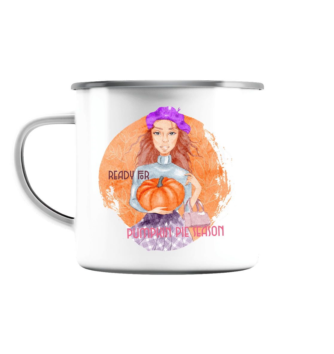 Emaille Tasse "Ready for Pumpkin Pie Season"