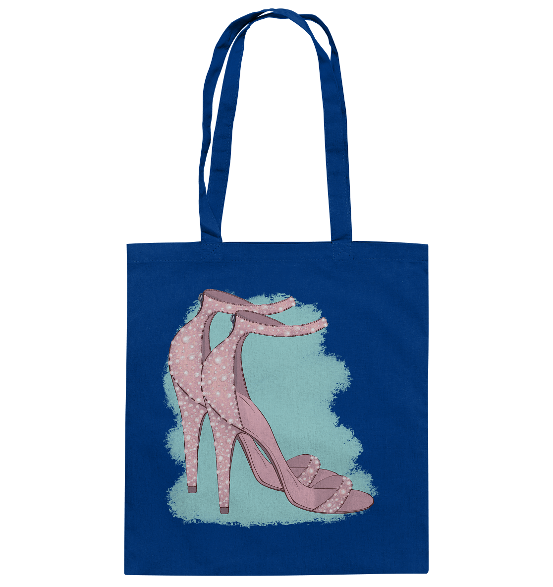 Baumwolltasche mit rosa Absatzsandalen Print