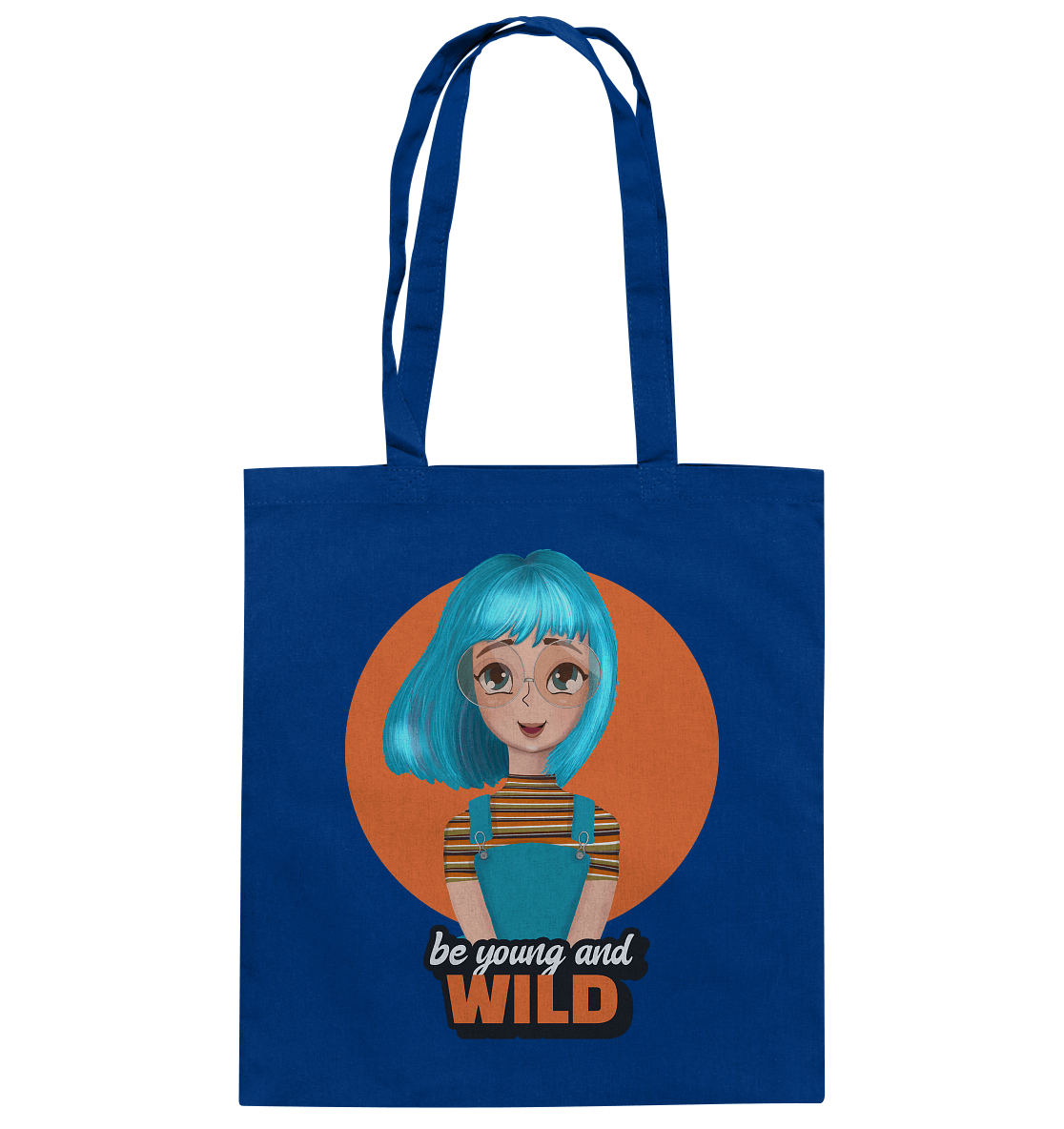Cartoon Tasche be young and wild mit Cartoon Girl türkis