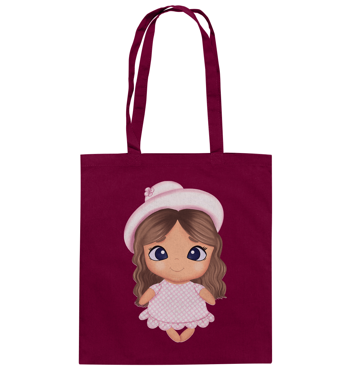 Stofftasche mit handgezeichneten Mädchen Illustration in rosa