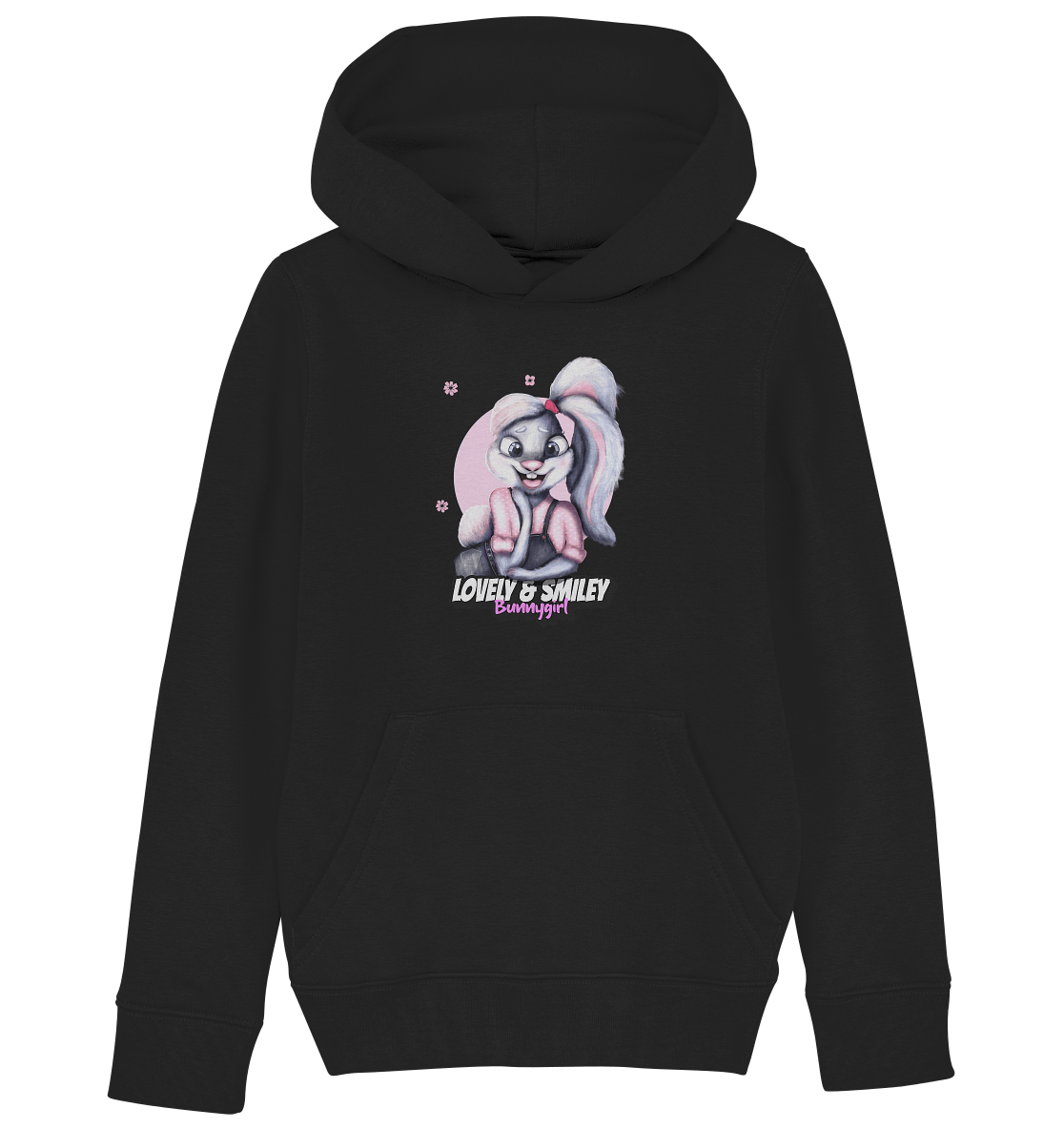 Hase Bunnygirl Kinder Hoodie in schwarz mit Lola Bunny cartoon