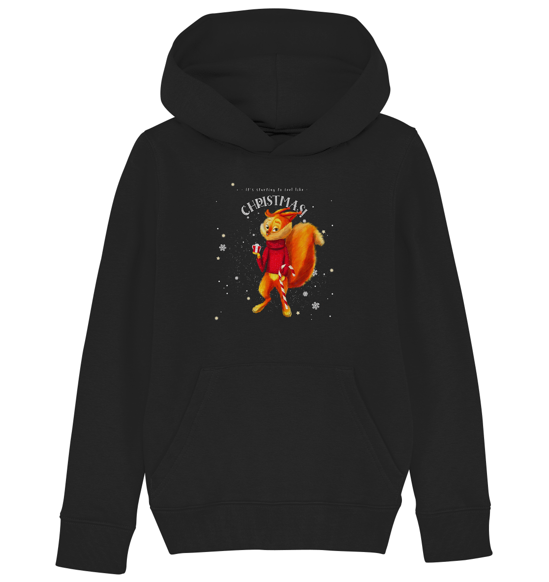 Eichhoernchen-Pullover-Christmas-Hoodie-Kinder-schwarz
