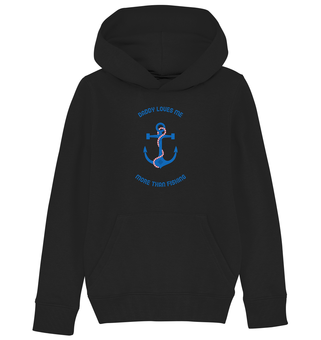 Anker Kinder Unisex Hoodie Daddy loves me more than fishing Kinder hoodie in schwarz