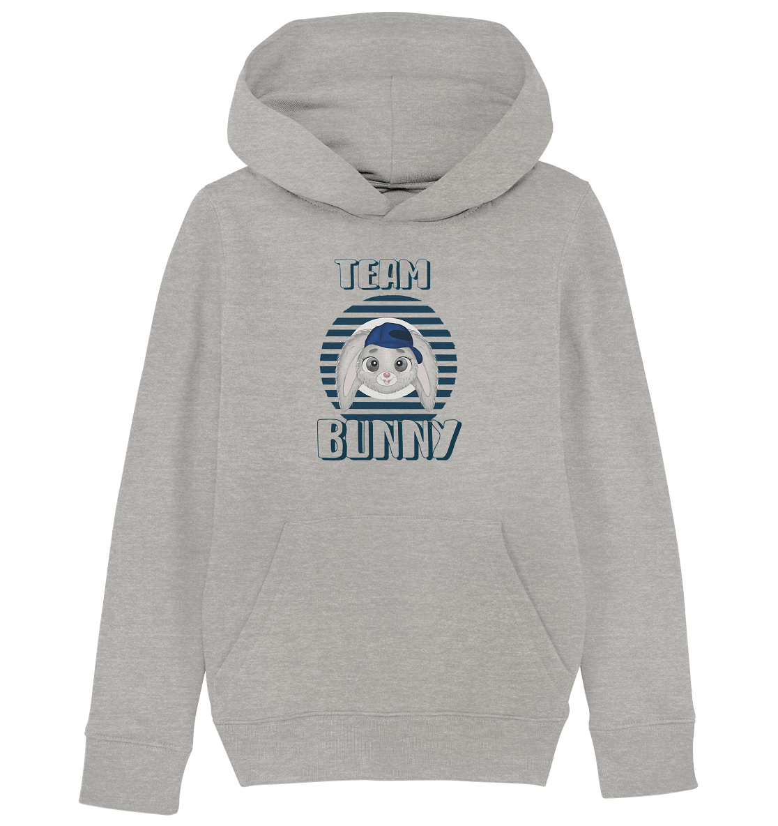 Hase Team Bunny Kinder Hoodie Kapuzenpullover in grau mit Bunny Print