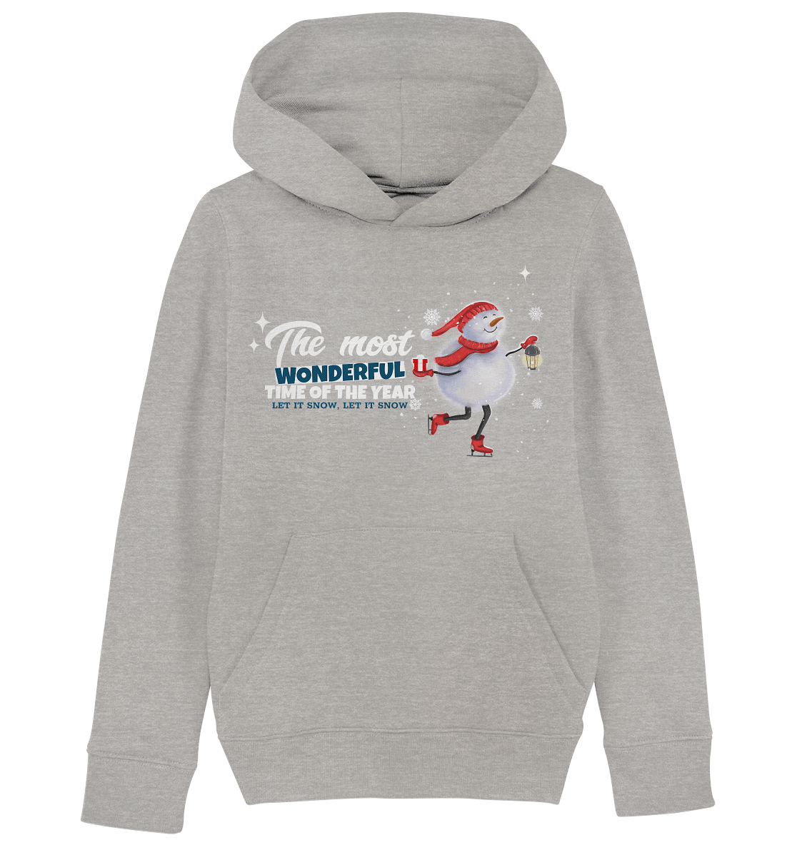 Schneemann Kapuzenpullover in grau the most wonderful time of the year