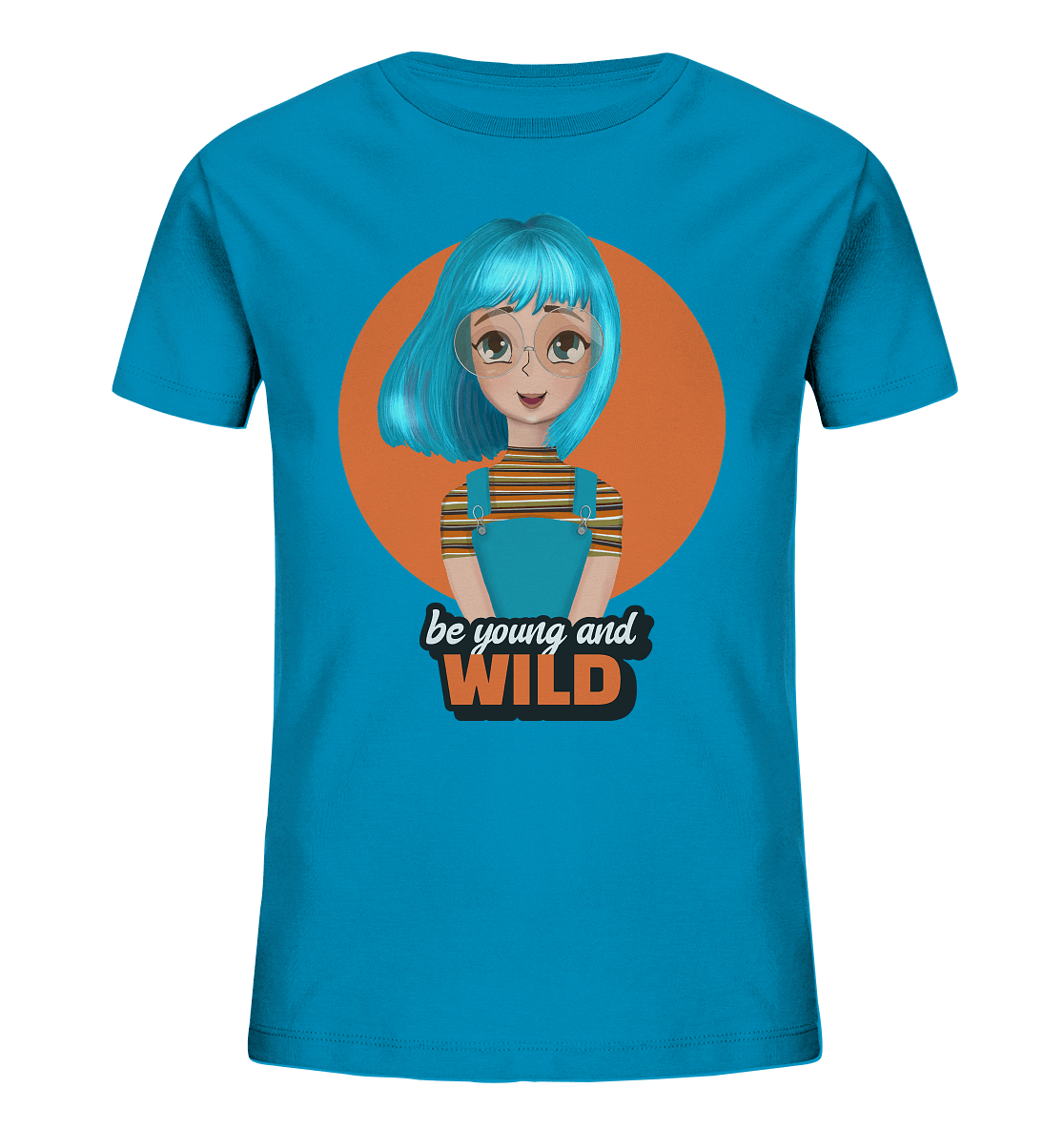 cartoon mädchen mit blauen haaren auf dem Kinder T-shirt