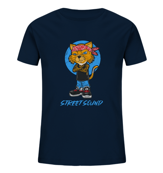 Kinder T-Shirt mit modischen Hip Hop Katze Print und Beschriftung "Street Sound"