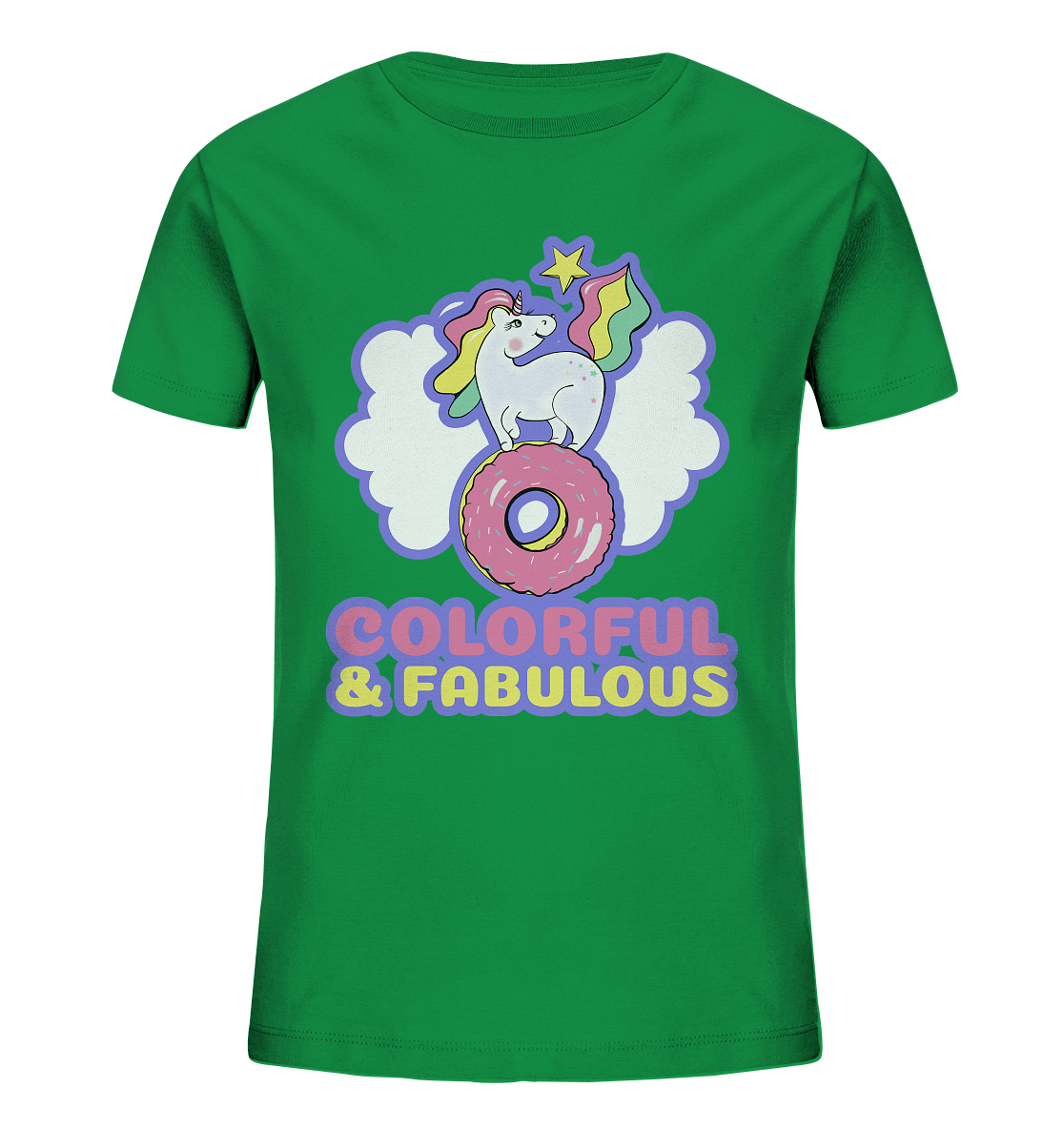 Einhorn Shirt in grün für Mädchen mit bunten Einhorn Pferdchen