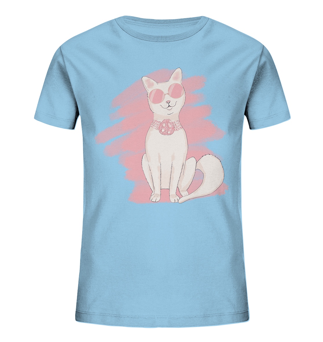 Mädchen T-Shirt  Katze in Rosa