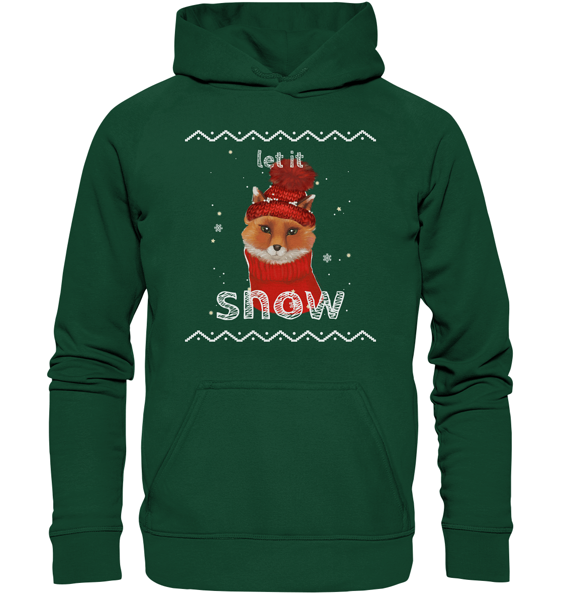 Cartoon Fuchs Kinder Fuchs pullover Hoodie in grün Let it snow