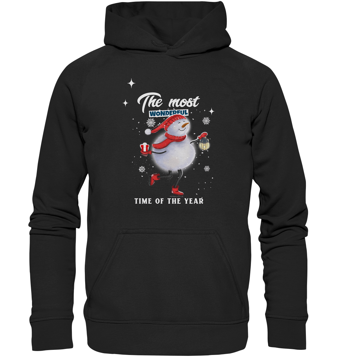 Kapuzenpullover mit Schneemann in schwarz
