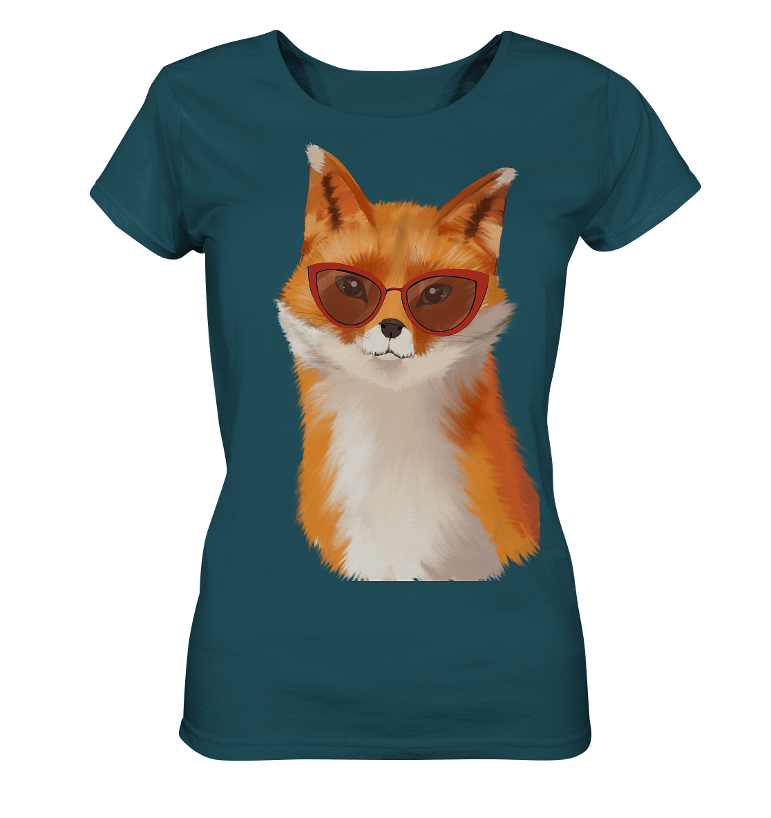 Fuchs Zeichnung mit roter Sonnen Brille T-Shirt von