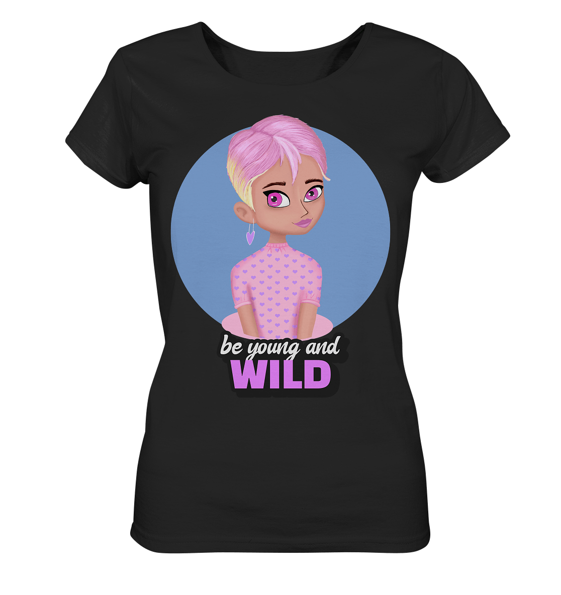 Pink Cartoon Girl Shirt schwarz mit comic print