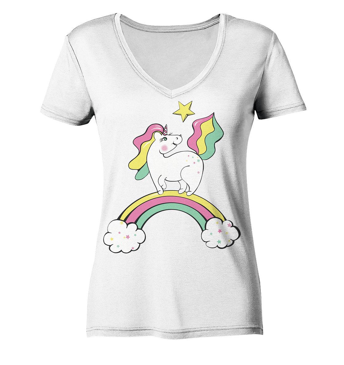 einhorn t shirt einhorn t shirt Unicorn Einhorn T-Shirt Damen V-Neck Bloominic in weiß