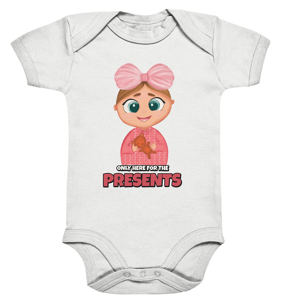Baby Body in weiß mit handgezeichneten, süßen Cartoon-Mädchen powerpuffgirls