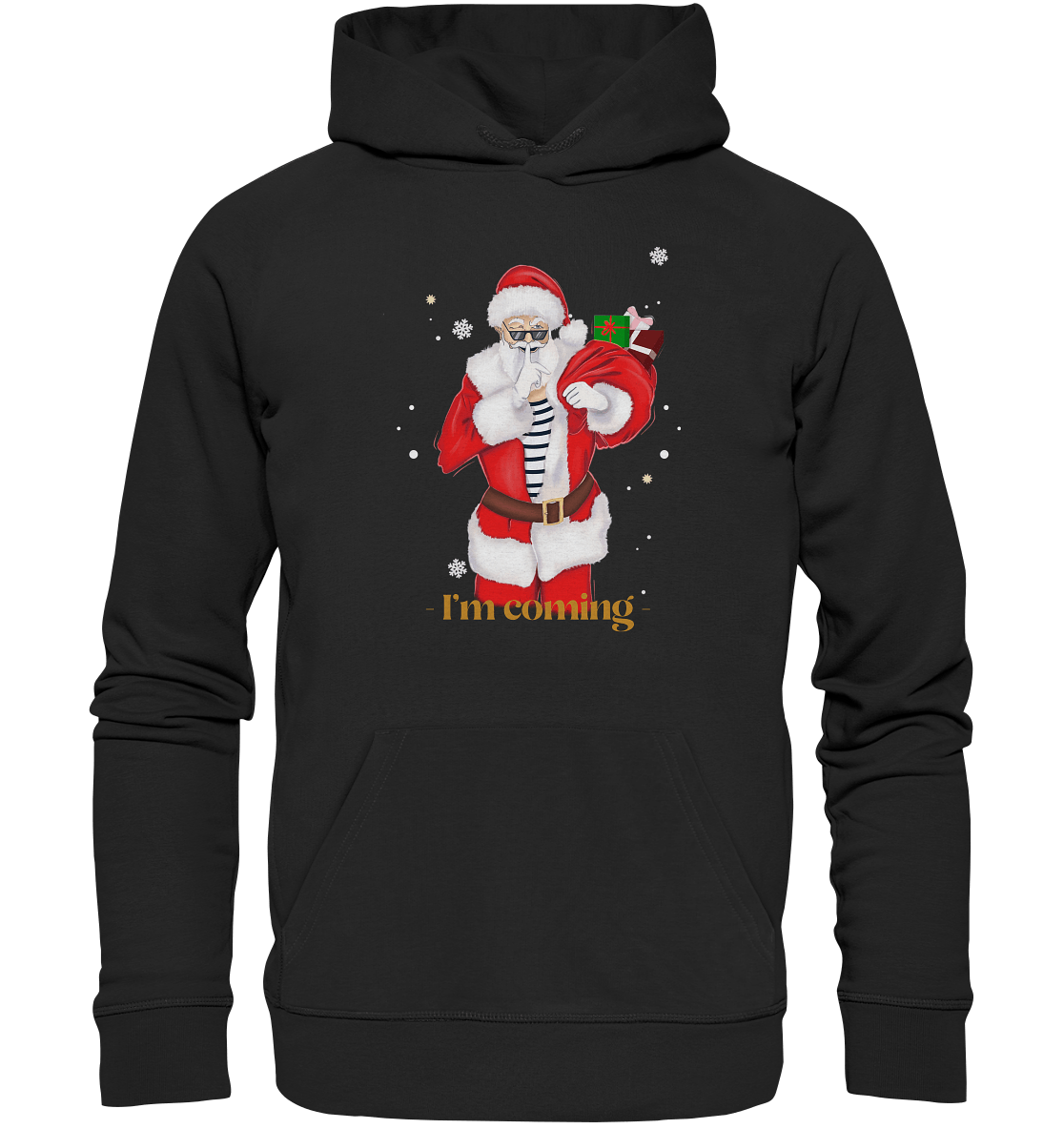 Weihnachtspullover mit Weihnachtsmann in schwarz