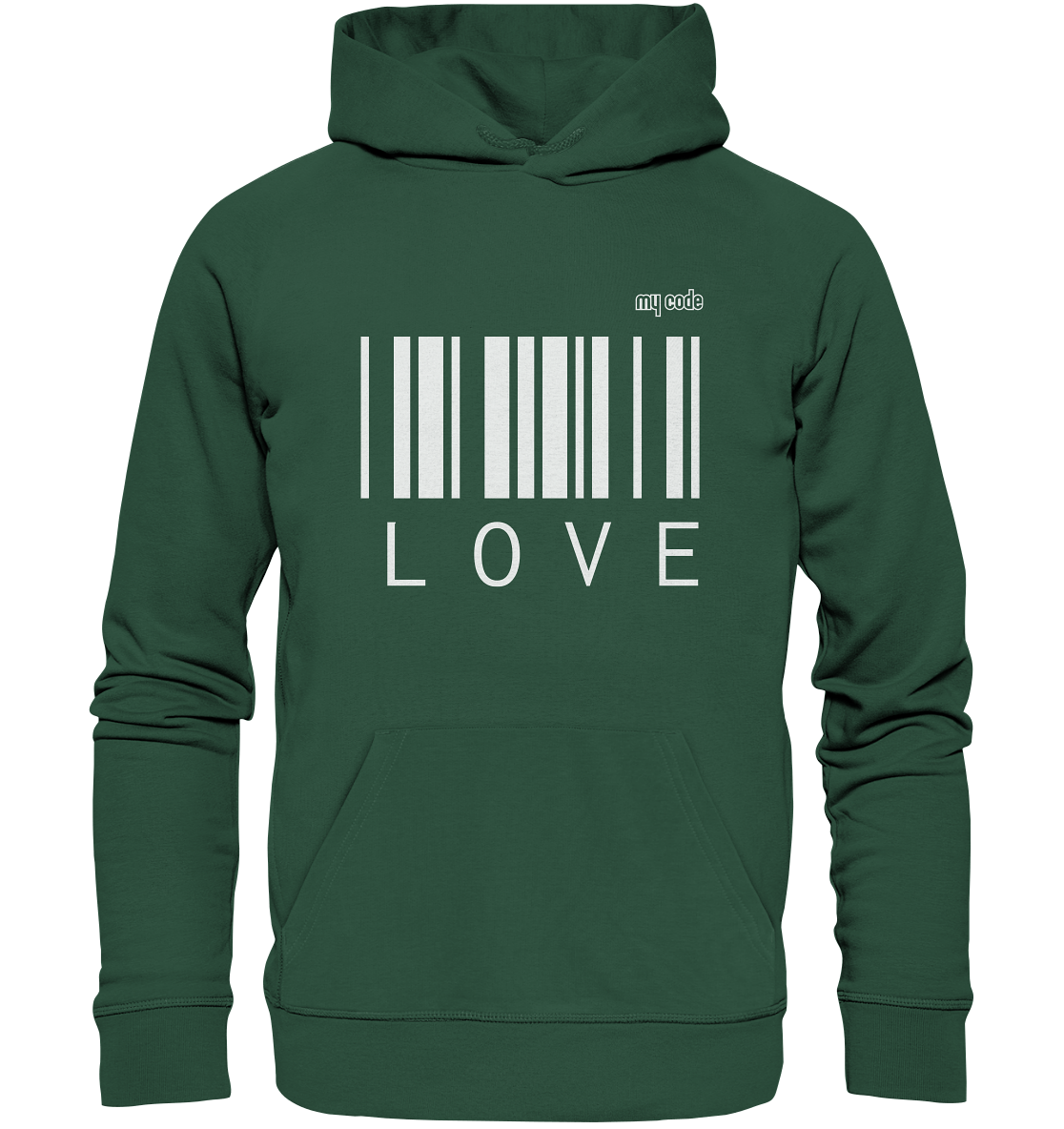 My code Love Statement Kapuzenpullover Hoodie in grün