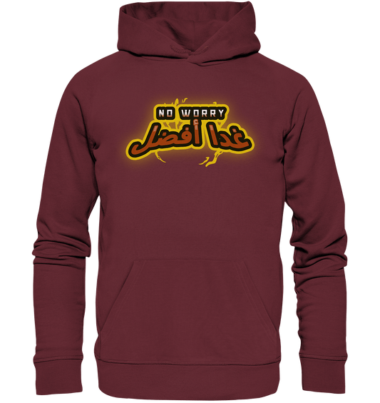 Kapuzenpullover mit modischem Beschriftung No worry und arabische Schrift غدا أفضل