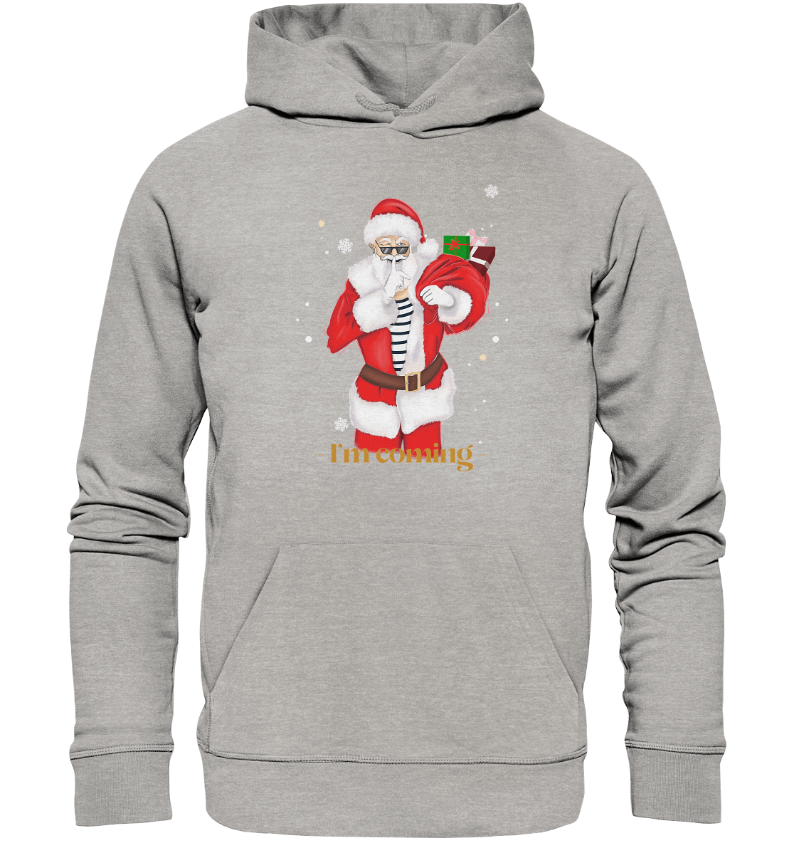 Weihnachtspullover mit Weihnachtsmann in grau