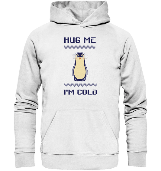 Pinguin Kapuzenpullover in weiß mit handgezeichneten Pinguin in Flat Style