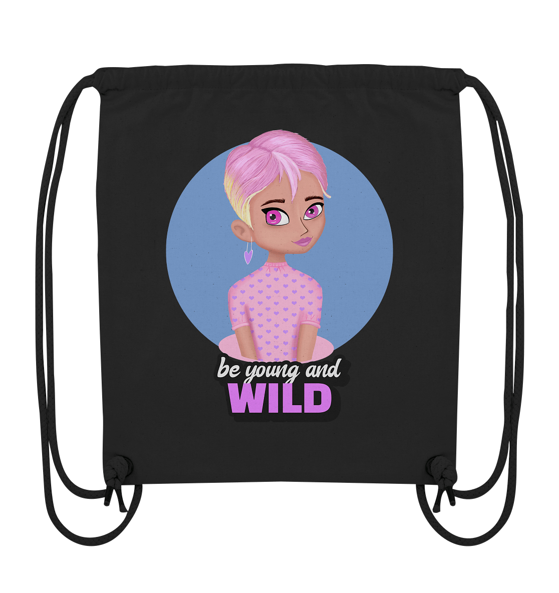 Coole Bilder, lustige Sprüche auf rucksack mit cartoon girl in rosa