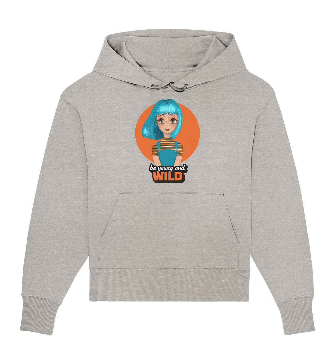 Comic Oversize Hoodie in grau be young and wild von BLOOMINIC