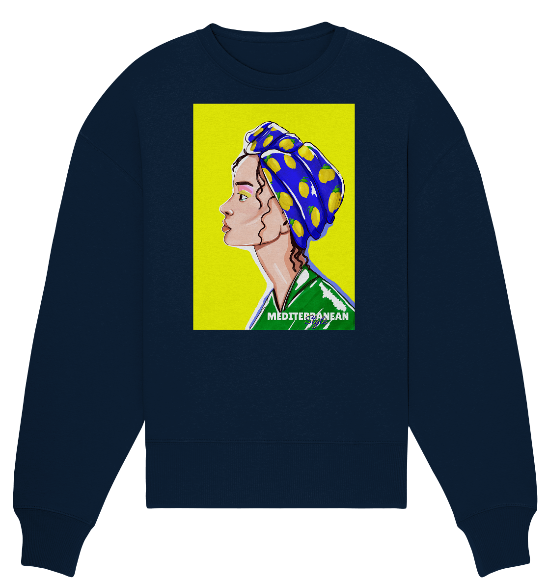 navy blau Damen Oversize Sweatshirt Zitronen