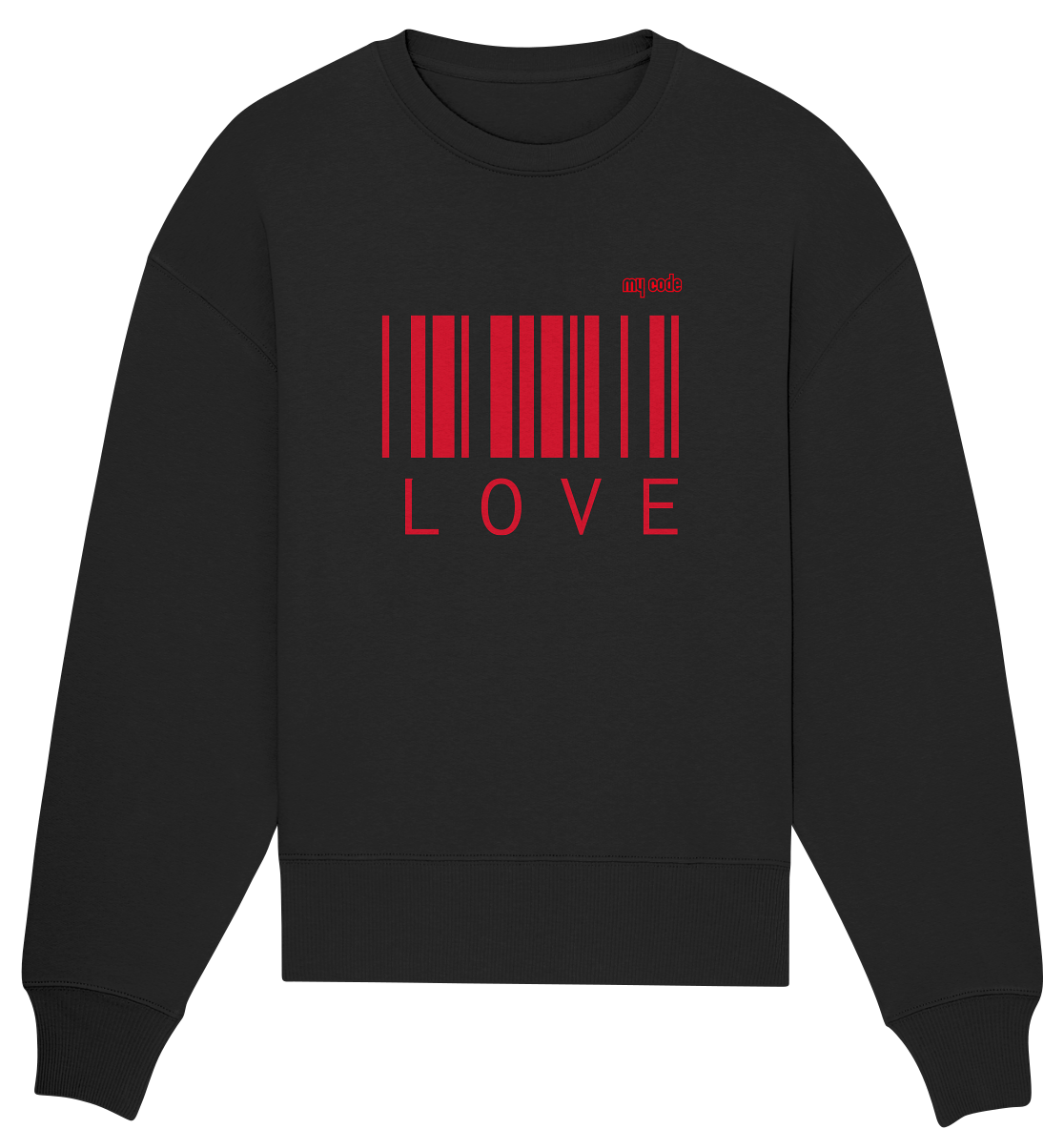 My code Love Statement Oversize Pullover in schwarz mit code in rot
