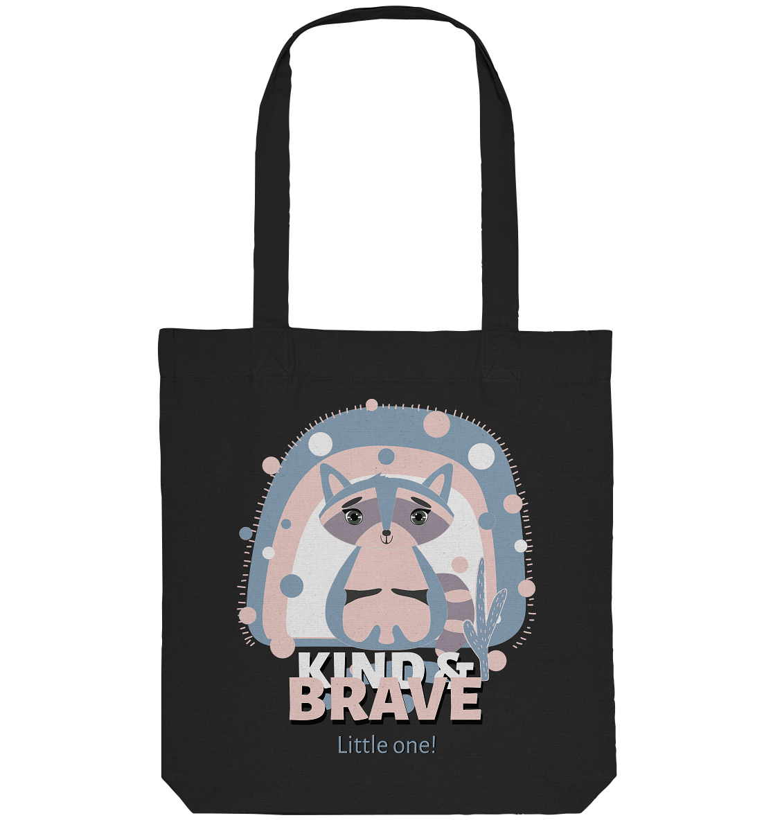 Waschbär Stofftasche Tote-Bag in schwarz mit Waschbär Print