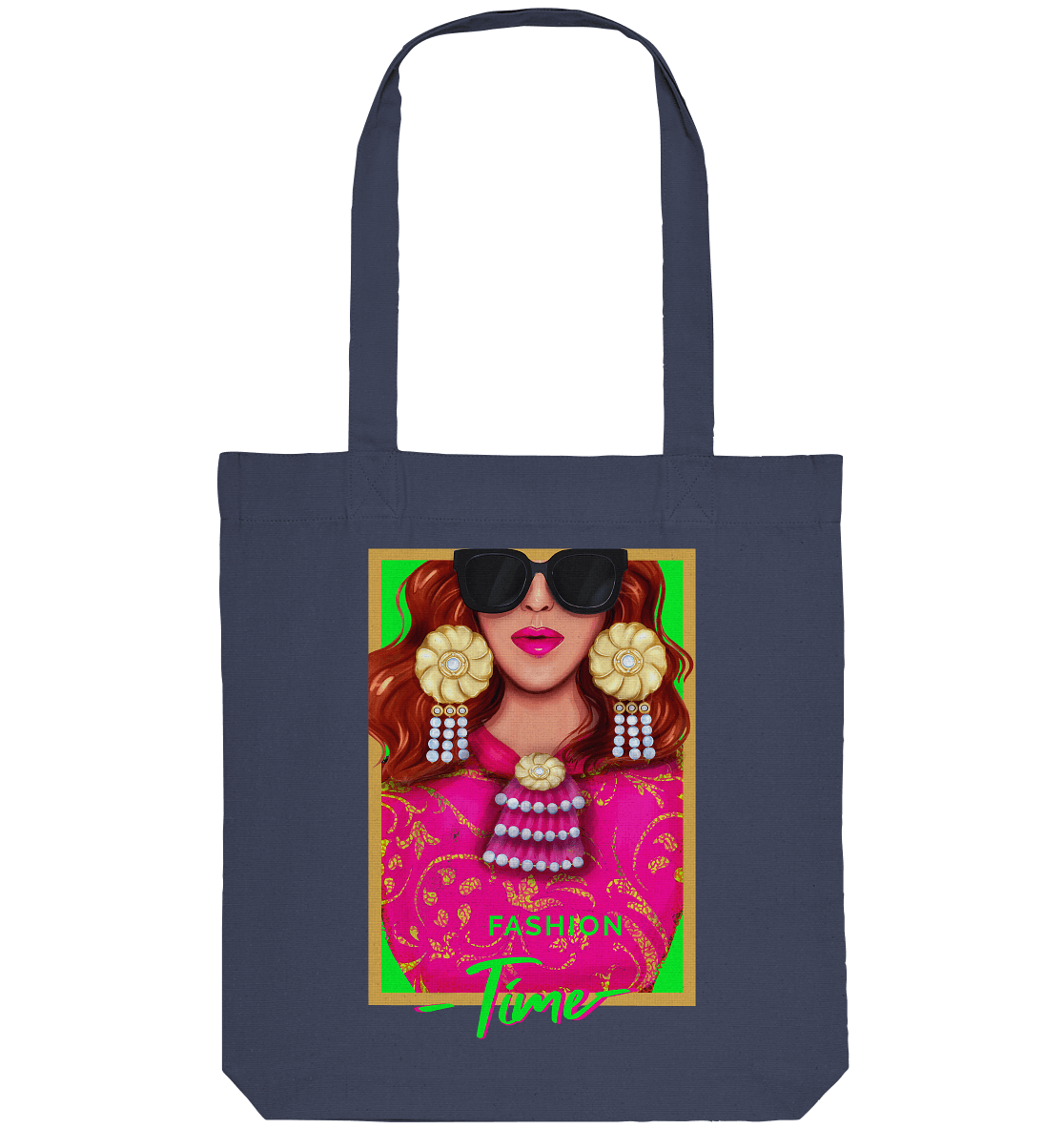 Neongrün Neonpink Lady Fashion Shopper Tasche in blau von BLOOMINIC