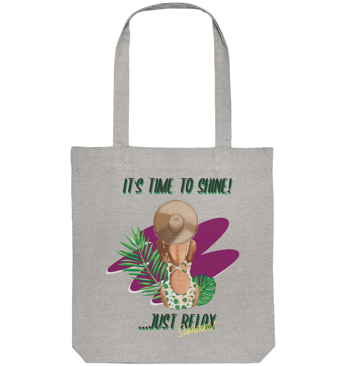 Sommer Shopper Stofftasche in grau mit Sommer Illustration