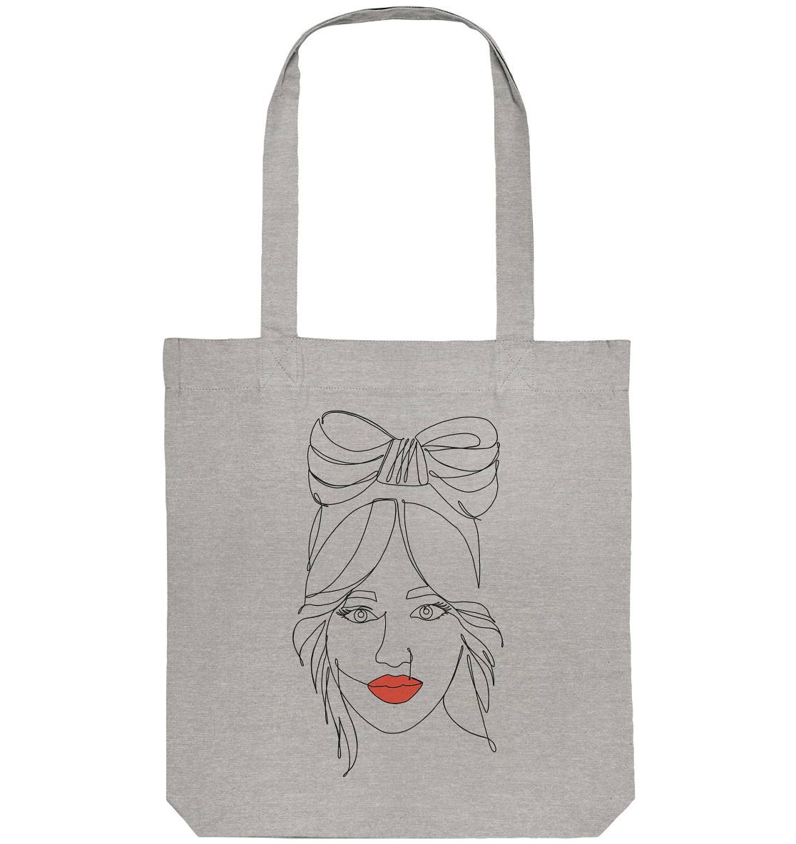 Stofftasche mit One Line Design Frauengesicht abstrakt Shopper in Grau