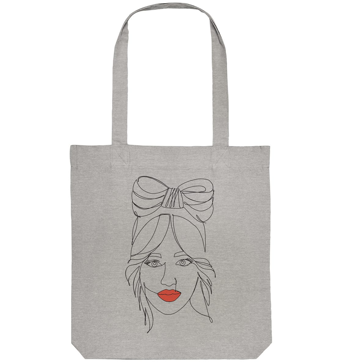 Stofftasche mit One Line Design Frauengesicht abstrakt  Shopper in Grau
