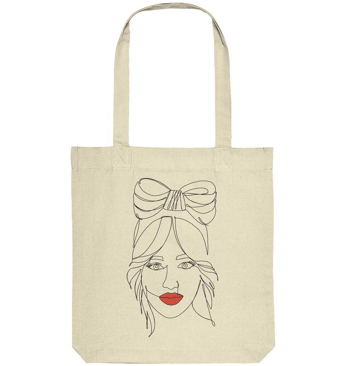 Stofftasche mit One Line Design Frauengesicht abstrakt