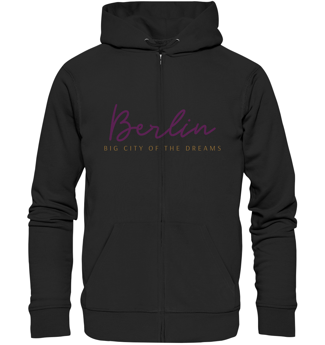 Zipper Jacke in schwarz mit Berlin Big City of the Dreams
