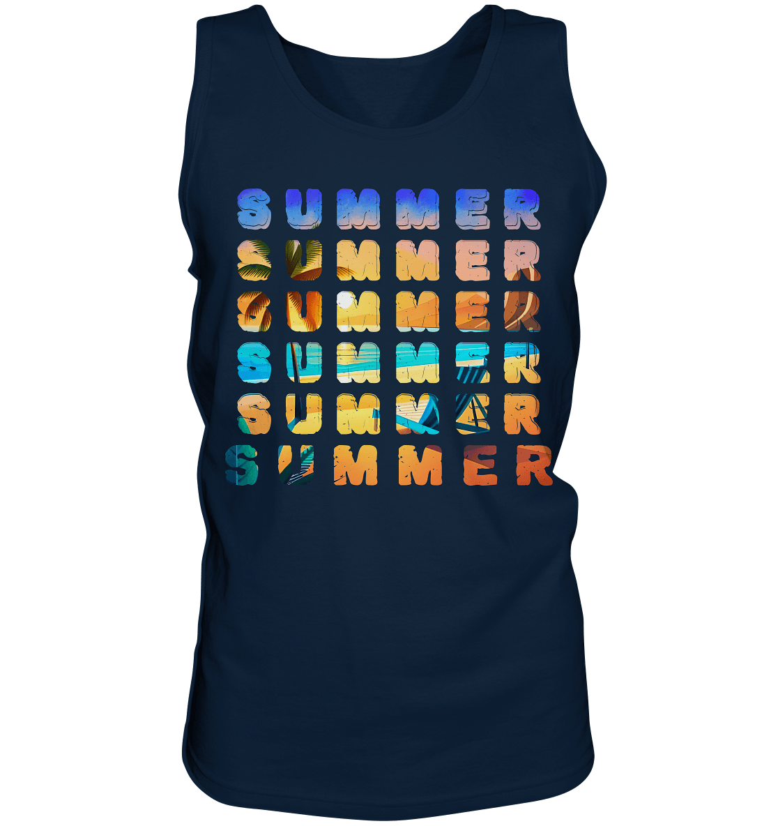 Sommer Herren Tank-Top in navy mit Print vorne SUMMER