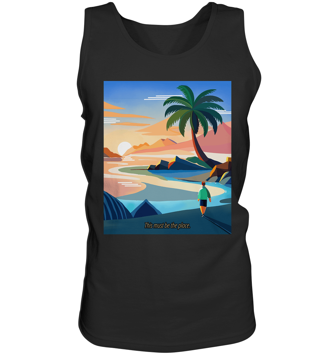 Herren Tank-Top in schwarz mit Flat Illustration