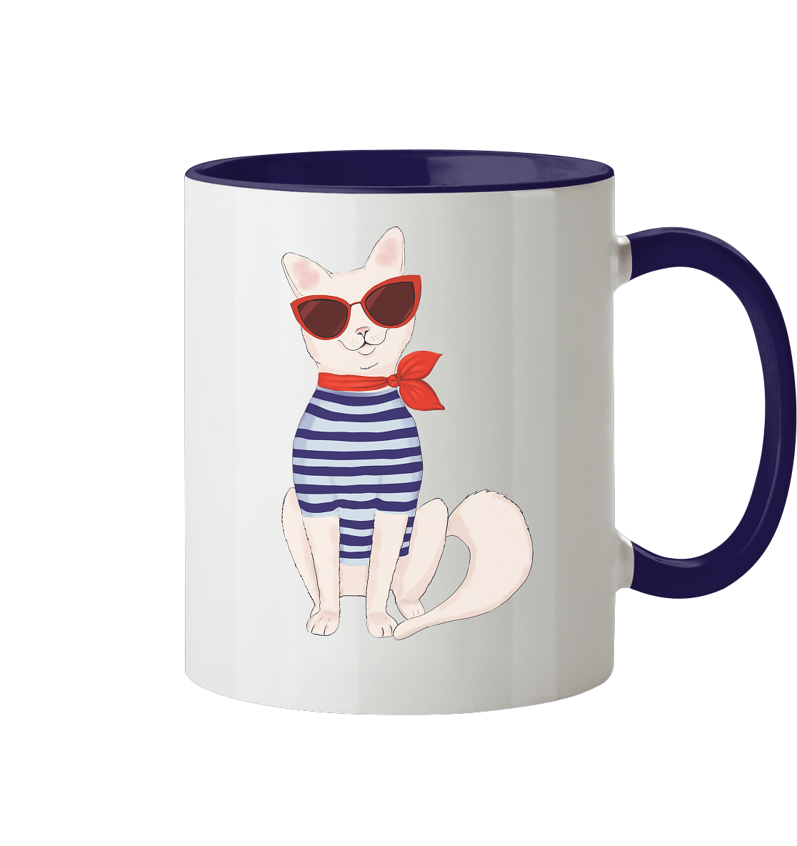 Zweifarbige Tasse mit dem coolen Fashion Cartoon-Katze Design. Ein perfektes Geschenk,
