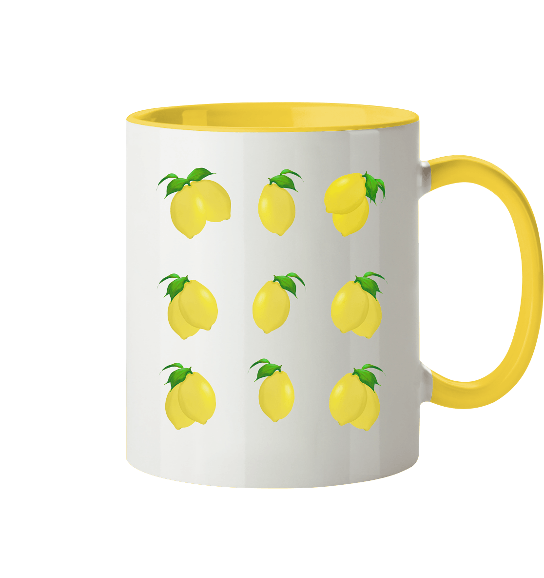 Zweifarbige Tasse mit Zitronenmuster