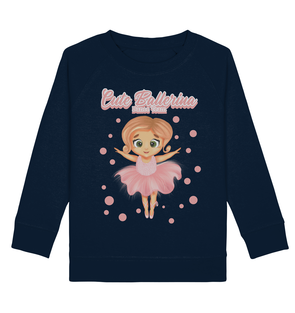 BALLERINA CARTOON Mädchen Sweatshirt mit handgezeichneten Ballerina Cartoon DANCE TEAM in dunkel blau