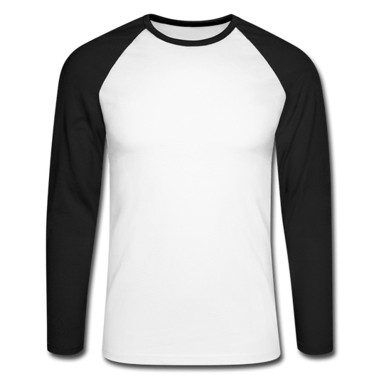 Herren Langarm Baseball T-Shirt Personaliesierbar - Weiß/Schwarz