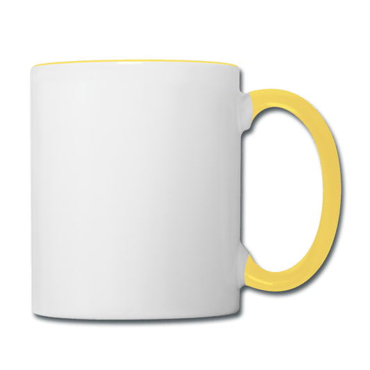 Zweifarbige Tasse Personalisierbar - Weiß/Gelb Tasse bedrucken